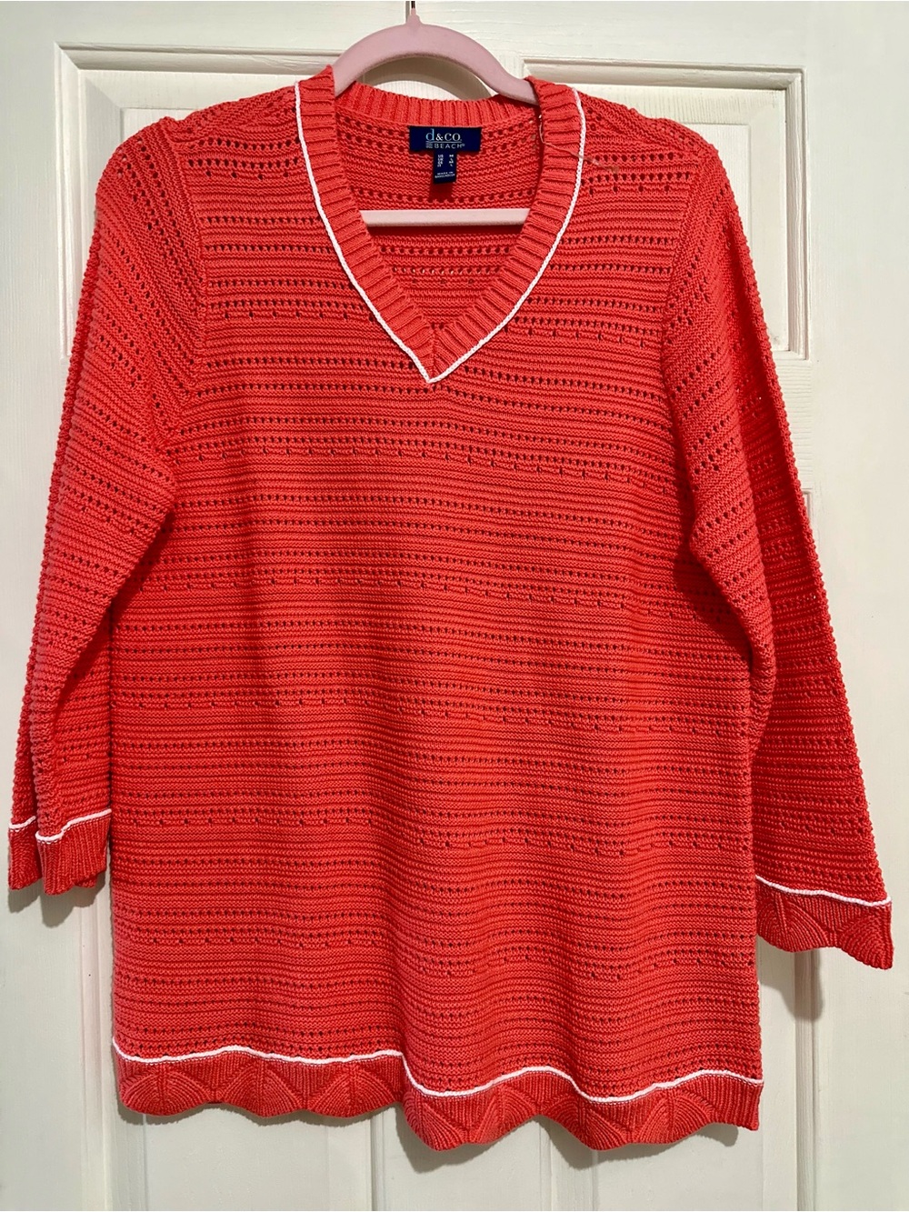 Coral V-Neck Knit Sweater - Women's